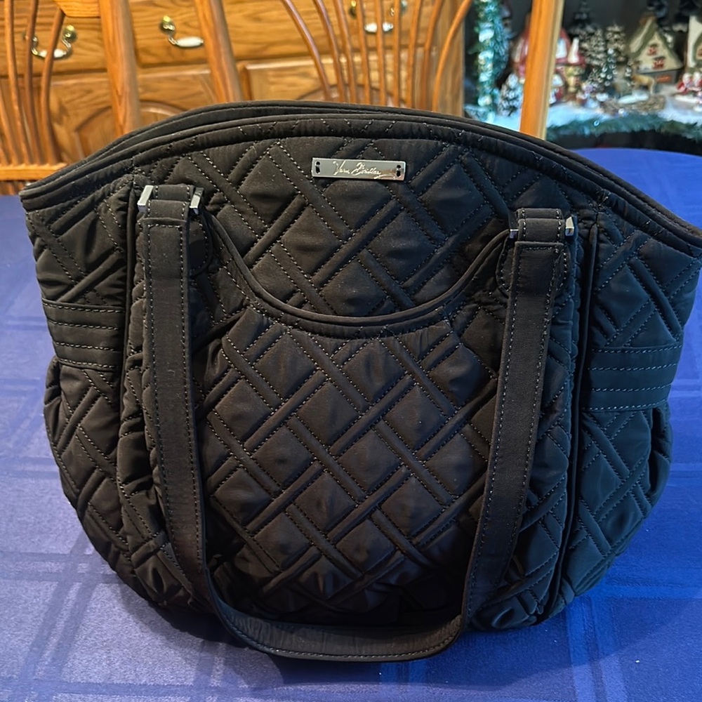 Vera Bradley Black Tote Bag with Geometric Patterns New